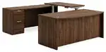 Bow Front U Shape Standing Desk with Drawers
