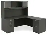 L Shaped Desk with Hutch and Drawers