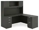 L Shaped Desk with Hutch and Drawers