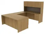 U Shaped Desk with Hutch and Drawers
