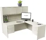 L Shaped Desk with Hutch and Drawers