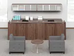 Dual Reception Desk with Frosted Glass Overhead Storage