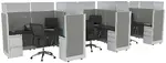 3 Person Cubicle with Glass Dividers