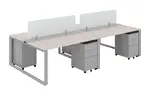 4 Person Workstation with Privacy Panels