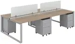 4 Person Workstation with Privacy Panels