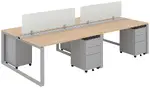 4 Person Workstation with Privacy Panels