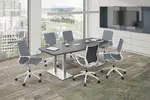 Boat Shaped Conference Table and Chairs Set