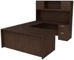 U Shaped Desk with Hutch and Drawers
