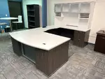 Two-Tone U-Shaped Desk with Hutch