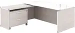 Executive L Shaped Desk with Drawers and Glass Desktop