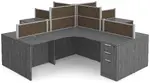 4 Person Desk with Fabric Privacy Panels