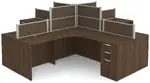 4 Person Desk with Fabric Privacy Panels