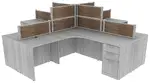 4 Person Desk with Fabric Privacy Panels
