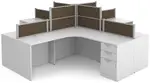 4 Person Desk with Fabric Privacy Panels