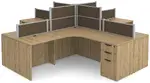 4 Person Desk with Fabric Privacy Panels