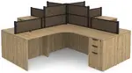 4 Person Desk with Fabric Privacy Panels