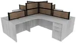 4 Person Desk with Fabric Privacy Panels