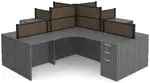 4 Person Desk with Fabric Privacy Panels