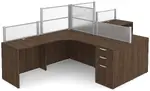 2 Person Desk with Acrylic Dividers