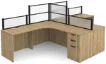 2 Person Desk with Acrylic Dividers