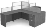 2 Person Desk with Acrylic Dividers