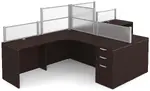 2 Person Desk with Acrylic Dividers