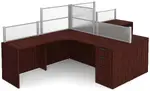 2 Person Desk with Acrylic Dividers