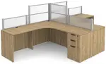 2 Person Desk with Acrylic Dividers