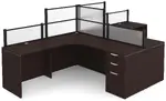 2 Person Desk with Acrylic Dividers