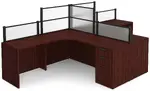 2 Person Desk with Acrylic Dividers