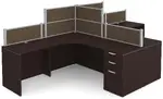2 Person Desk with Fabric Privacy Panels