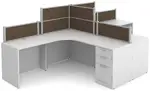 2 Person Desk with Fabric Privacy Panels