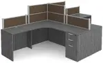 2 Person Desk with Fabric Privacy Panels