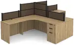 2 Person Desk with Fabric Privacy Panels