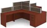 2 Person Desk with Fabric Privacy Panels