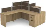 2 Person Desk with Fabric Privacy Panels