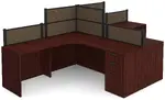 2 Person Desk with Fabric Privacy Panels