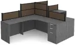 2 Person Desk with Fabric Privacy Panels