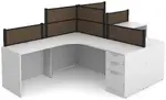 2 Person Desk with Fabric Privacy Panels