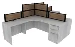 2 Person Desk with Fabric Privacy Panels