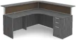 L Shaped Reception Desk with Divider Panels