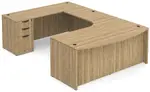 Bow Front U-Shaped Desk with Drawers
