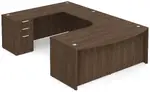 Bow Front U-Shaped Desk with Drawers