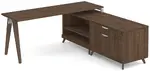 L Shaped Desk with Wood Legs