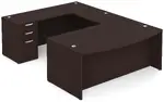 Bow Front U-Shaped Desk with Credenza Back