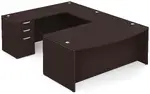 Bow Front U-Shaped Desk with Credenza Back