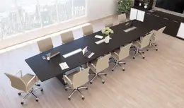 Boat Shaped Conference Table and Chairs Set - Potenza