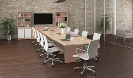 Boat Shaped Conference Table and Chairs Set - Potenza