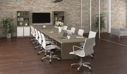 Boat Shaped Conference Table and Chairs Set - Potenza