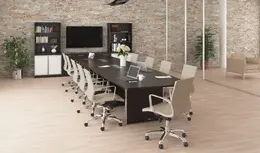 Boat Shaped Conference Table and Chairs Set - Potenza